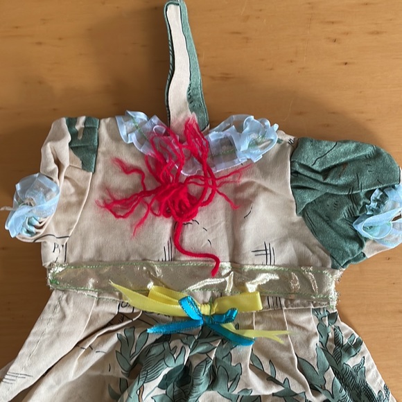 Vintage Kitchen Hand Towel Handmade Unique Dress Shape Colonial Print Bows Yarn - Picture 3 of 7